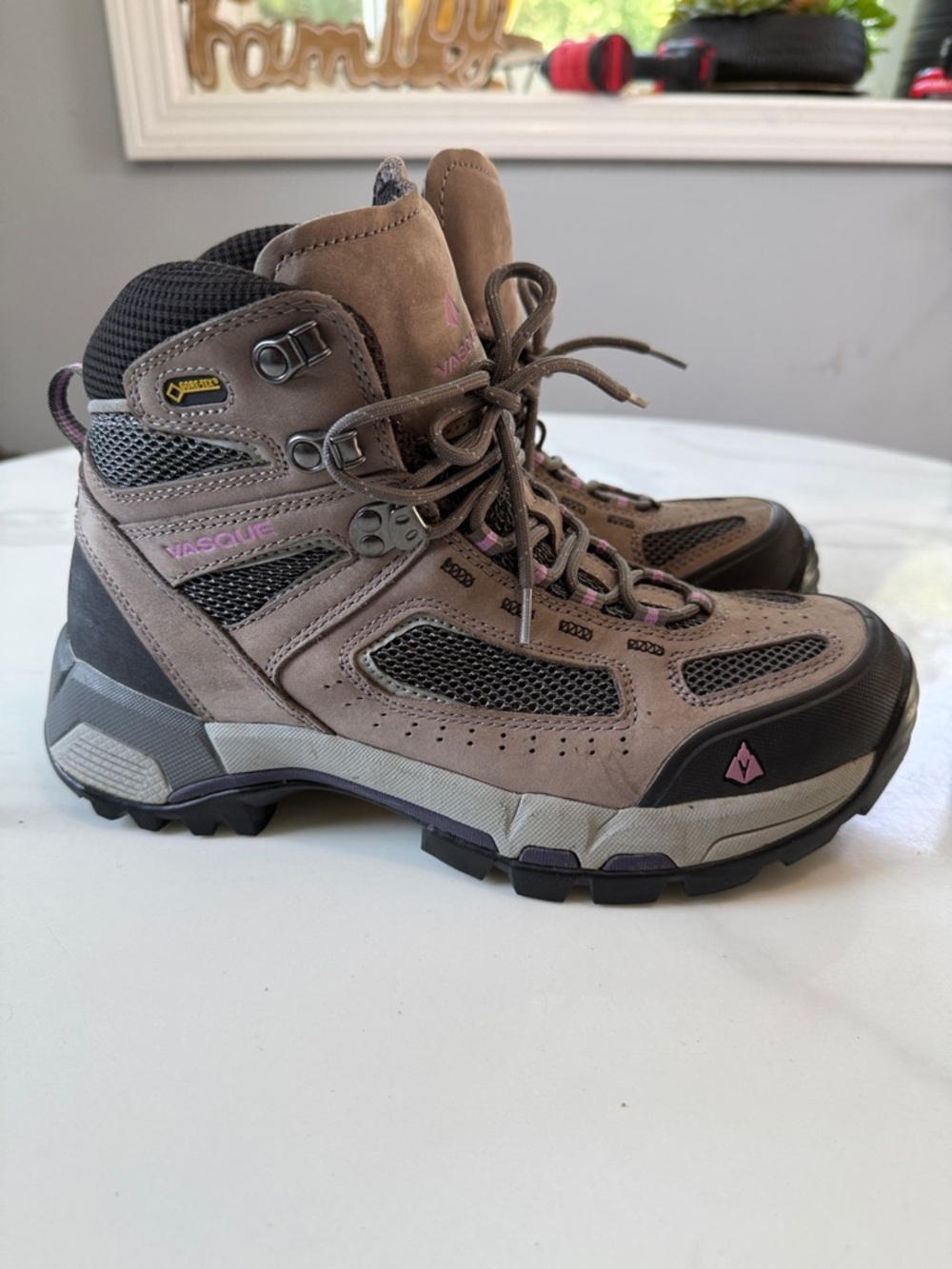 Vasque Taupe and Pink Women's Waterproof Hiking Boots
